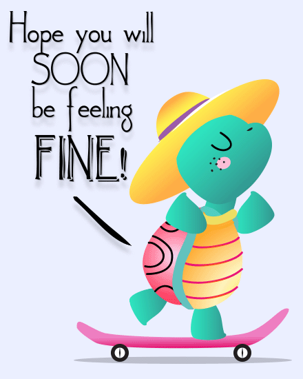 Speedy Recovery Wishes with Skater Turtle Card